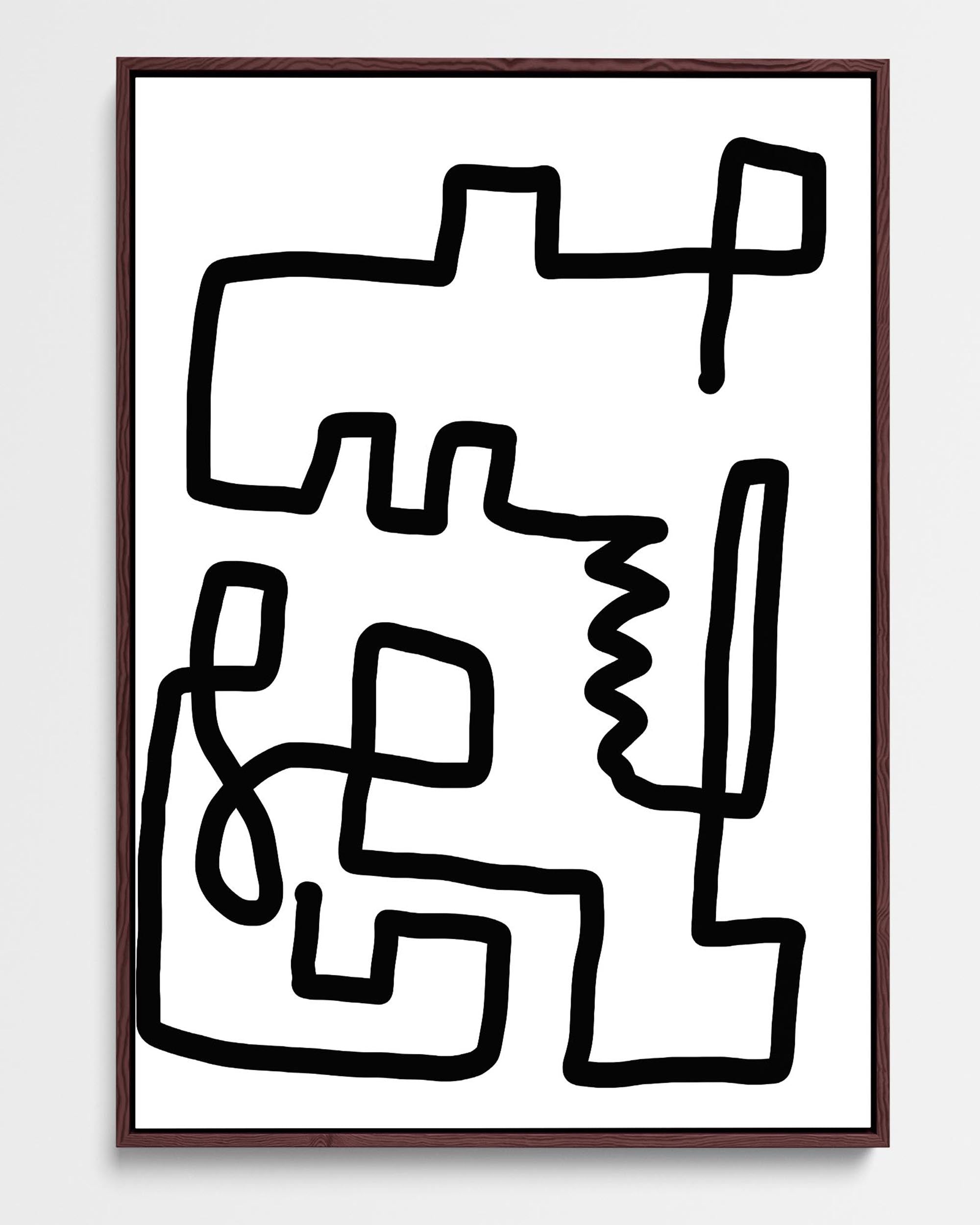 Labyrinth Line Framed Canvas