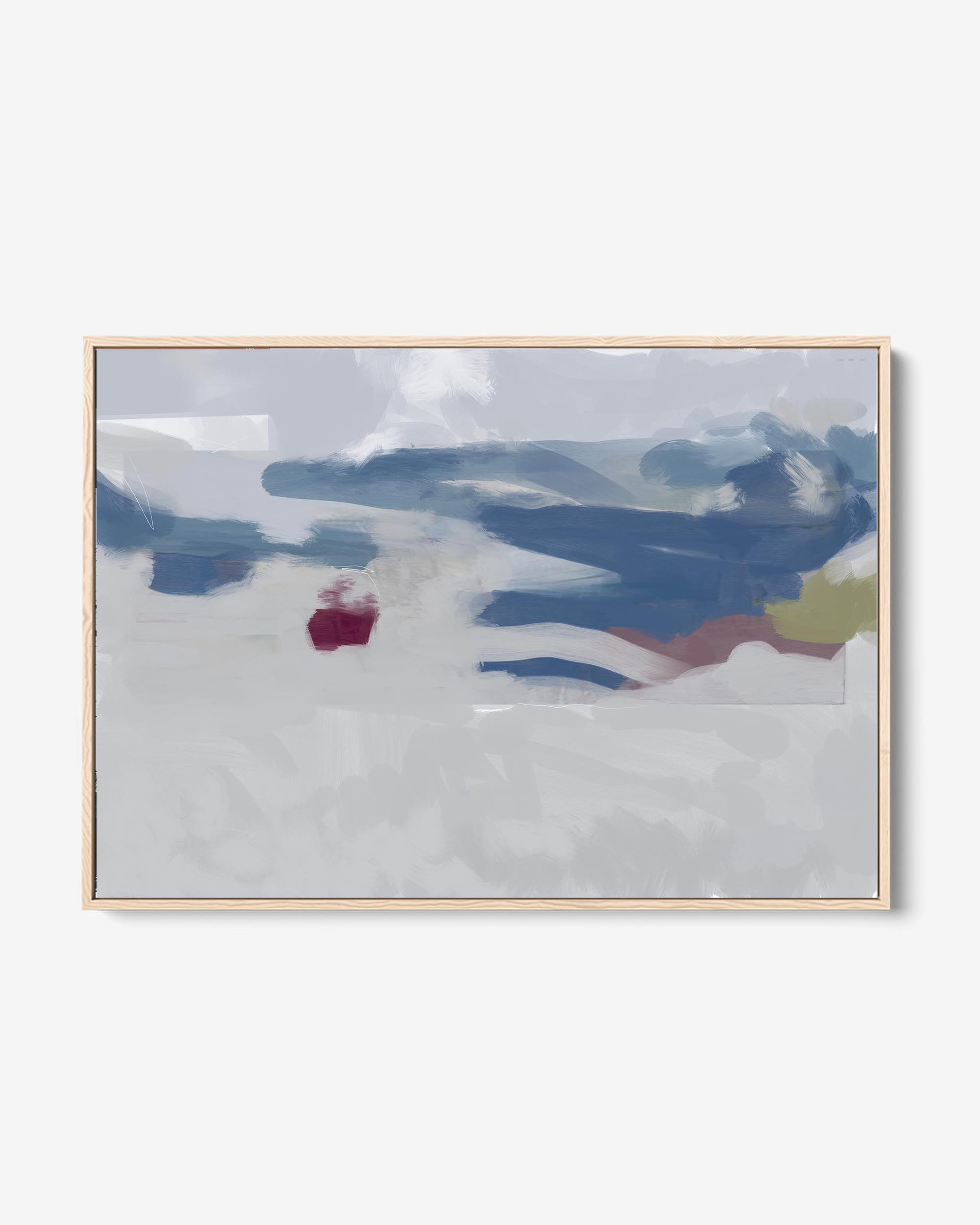 Grey Blue Strokes Framed Canvas