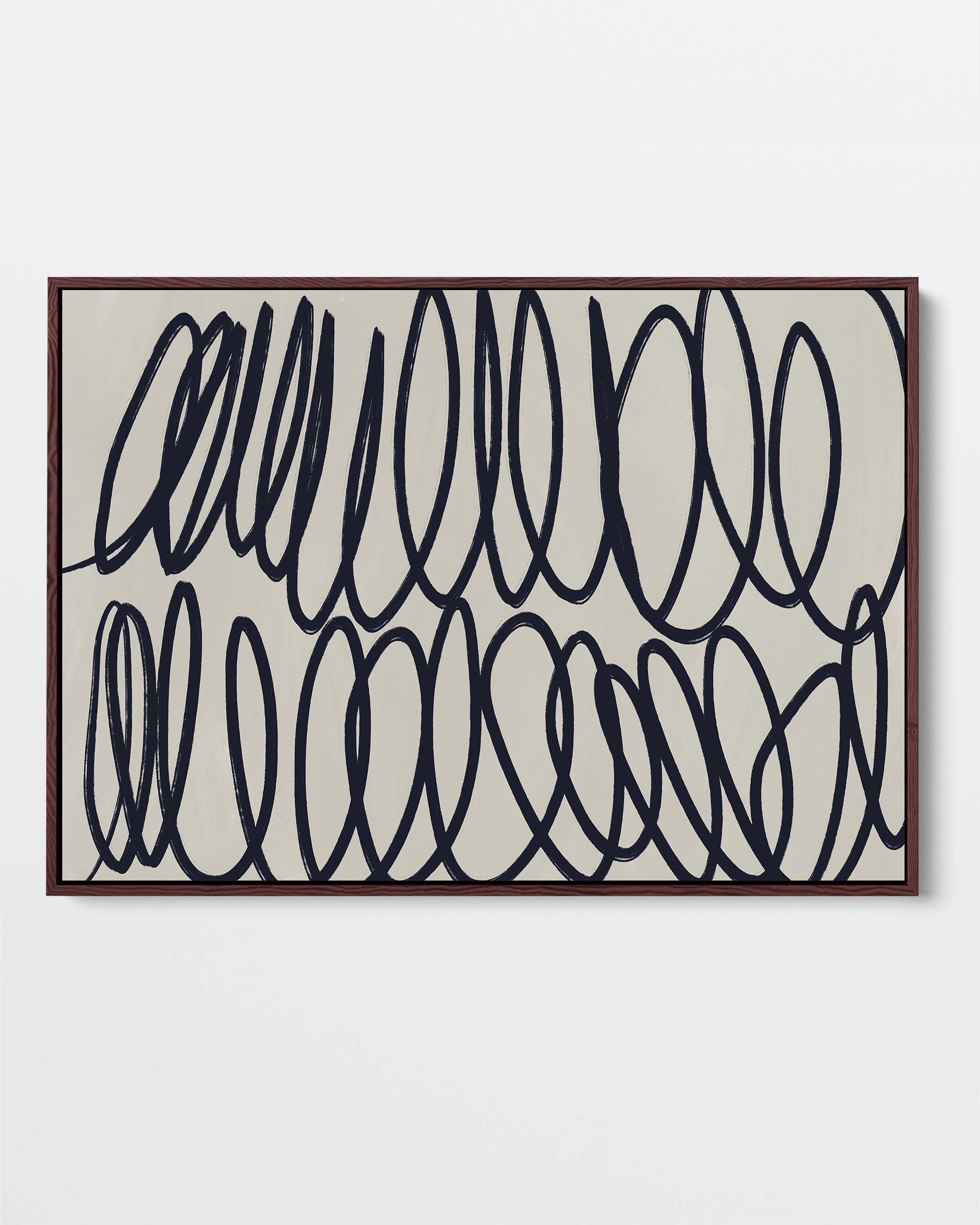Curved Black Lines II Framed Canvas