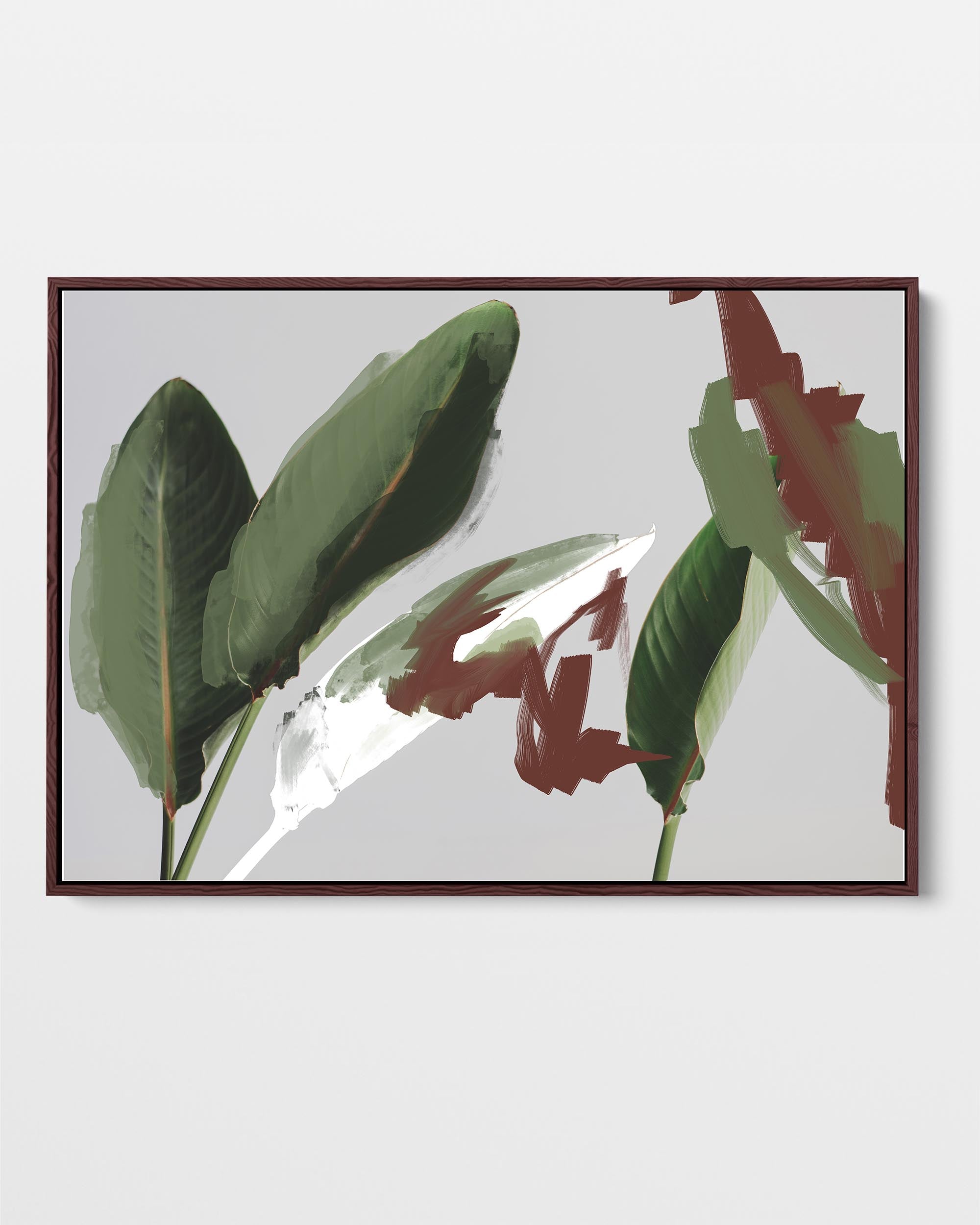 Abstract Botanical Leaves Framed Canvas