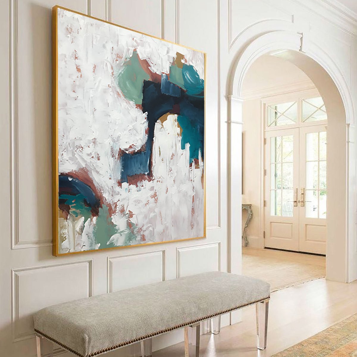 Large Abstract Canvas Wall Art In Hallway