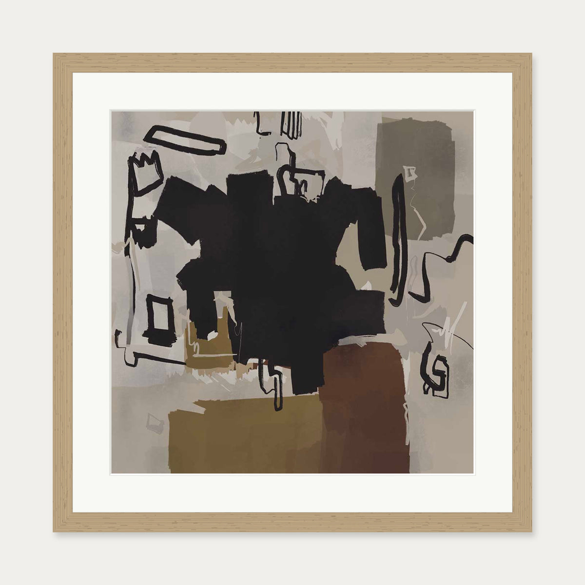 Fables of Kings Art Print — 50 x 50 cm — Oak Frame