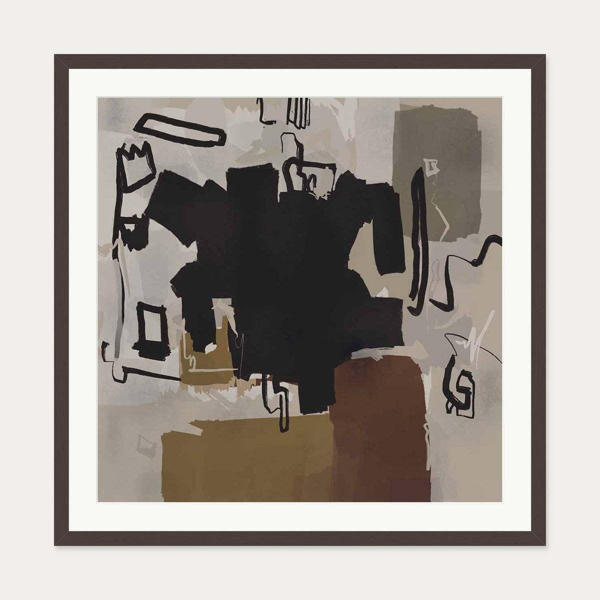Fables of Kings Art Print — 70 x 70 cm — Brown Frame