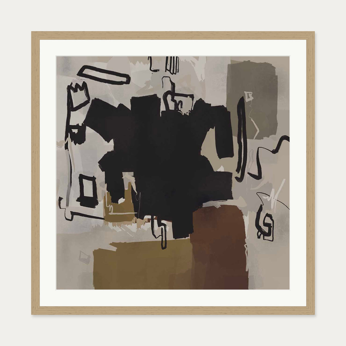 Fables of Kings Art Print — 70 x 70 cm — Oak Frame