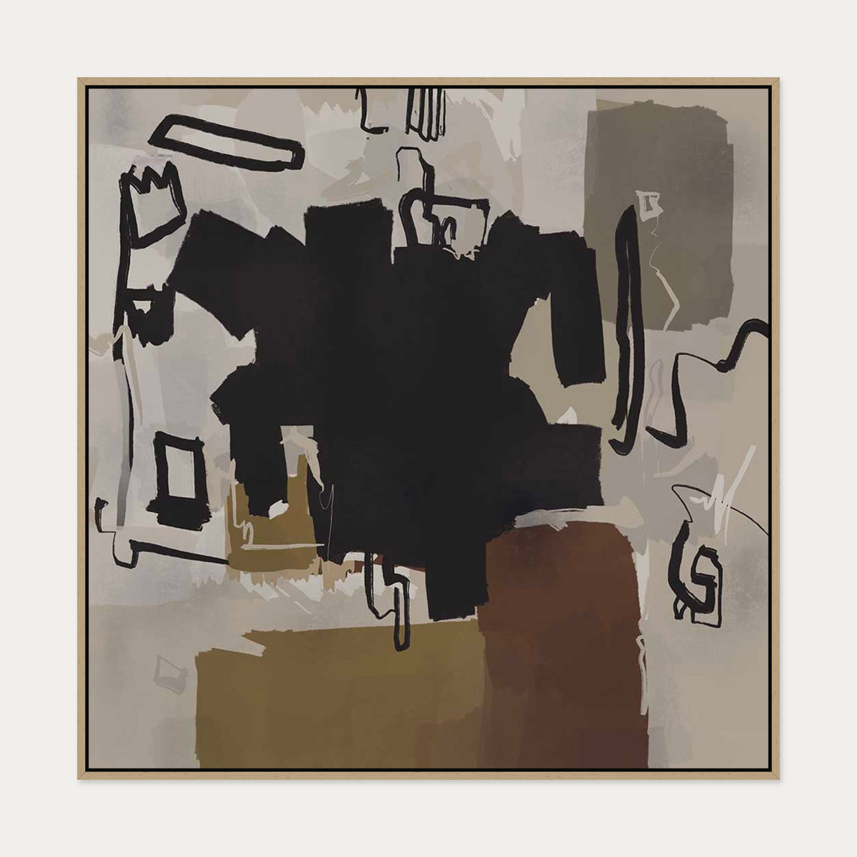 Fables Of Kings Canvas Art — 100 x 100 cm — Oak Frame