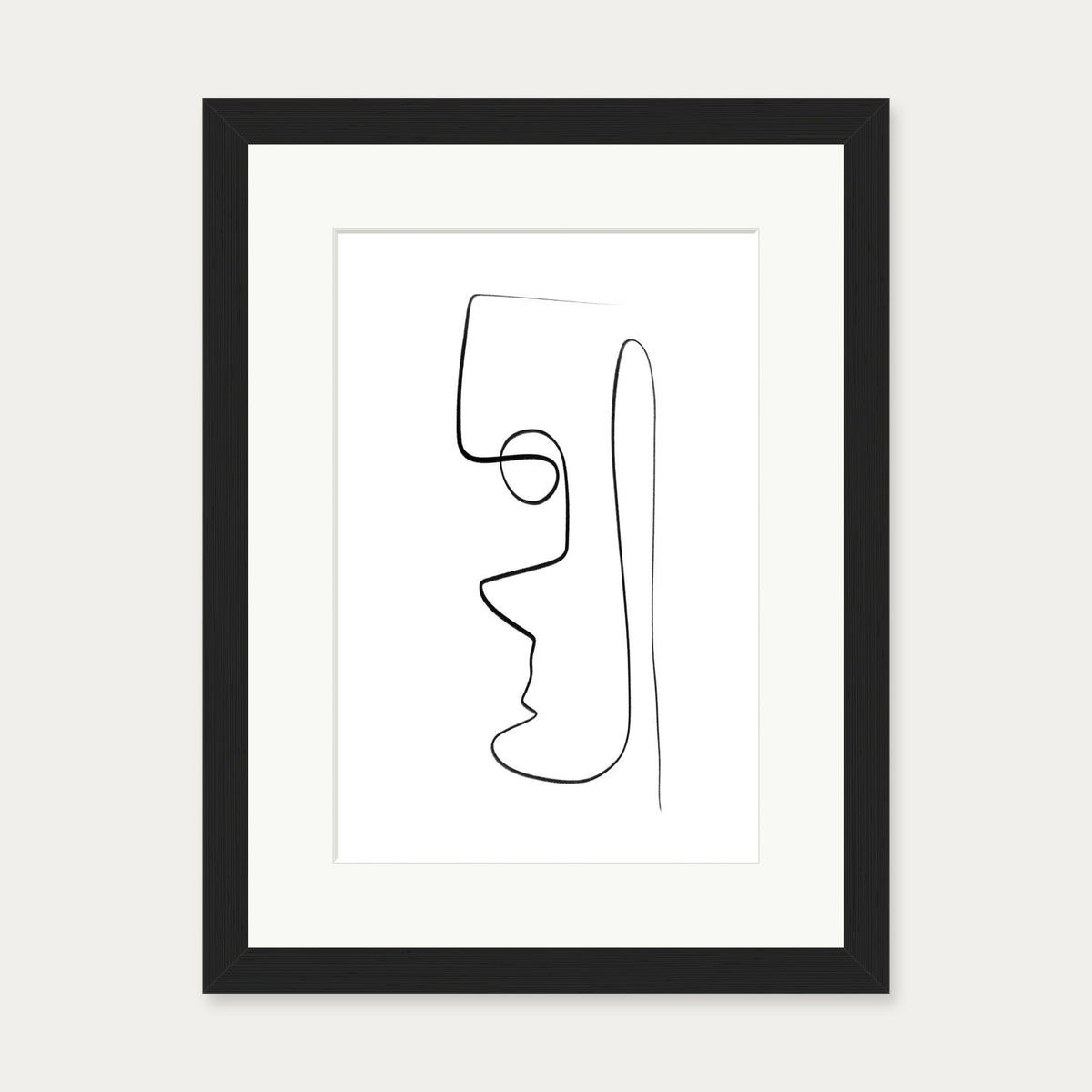 Face Line Art Print — 30 x 40 cm — Black Frame