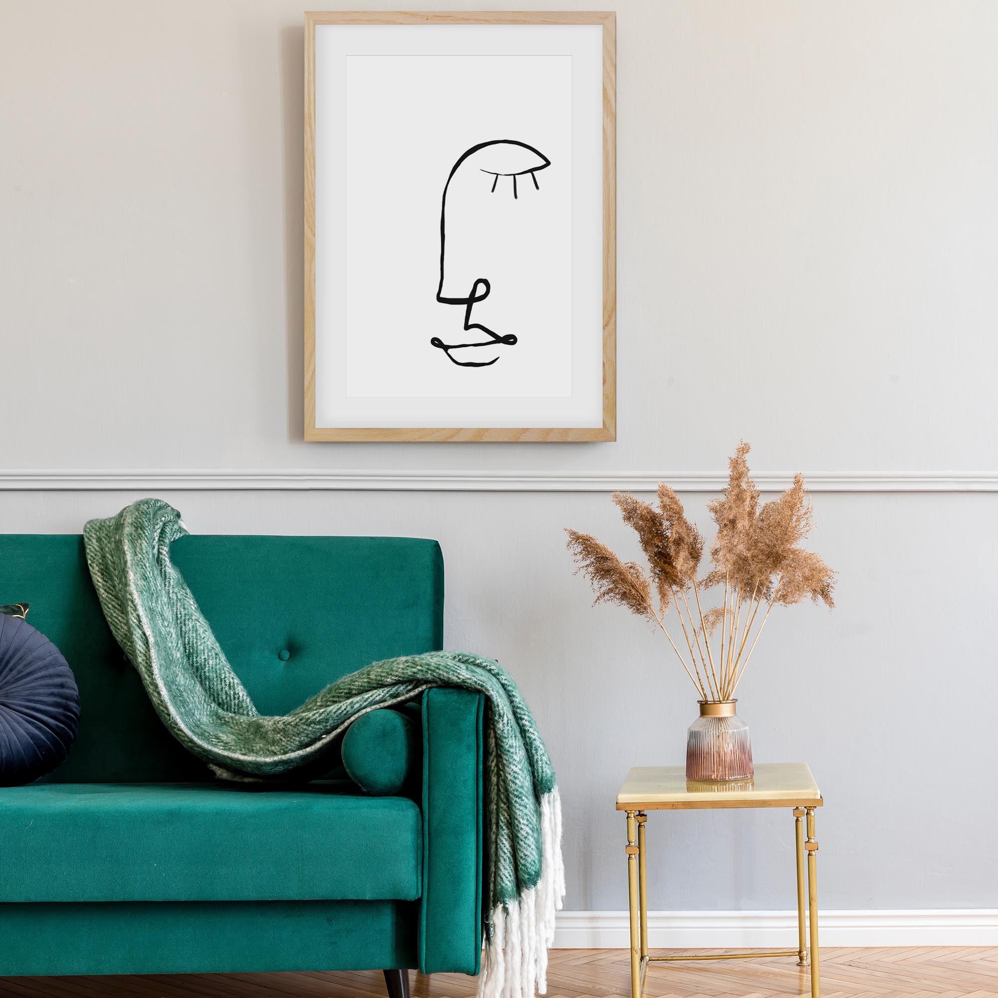 Face Line Drawing Framed Art