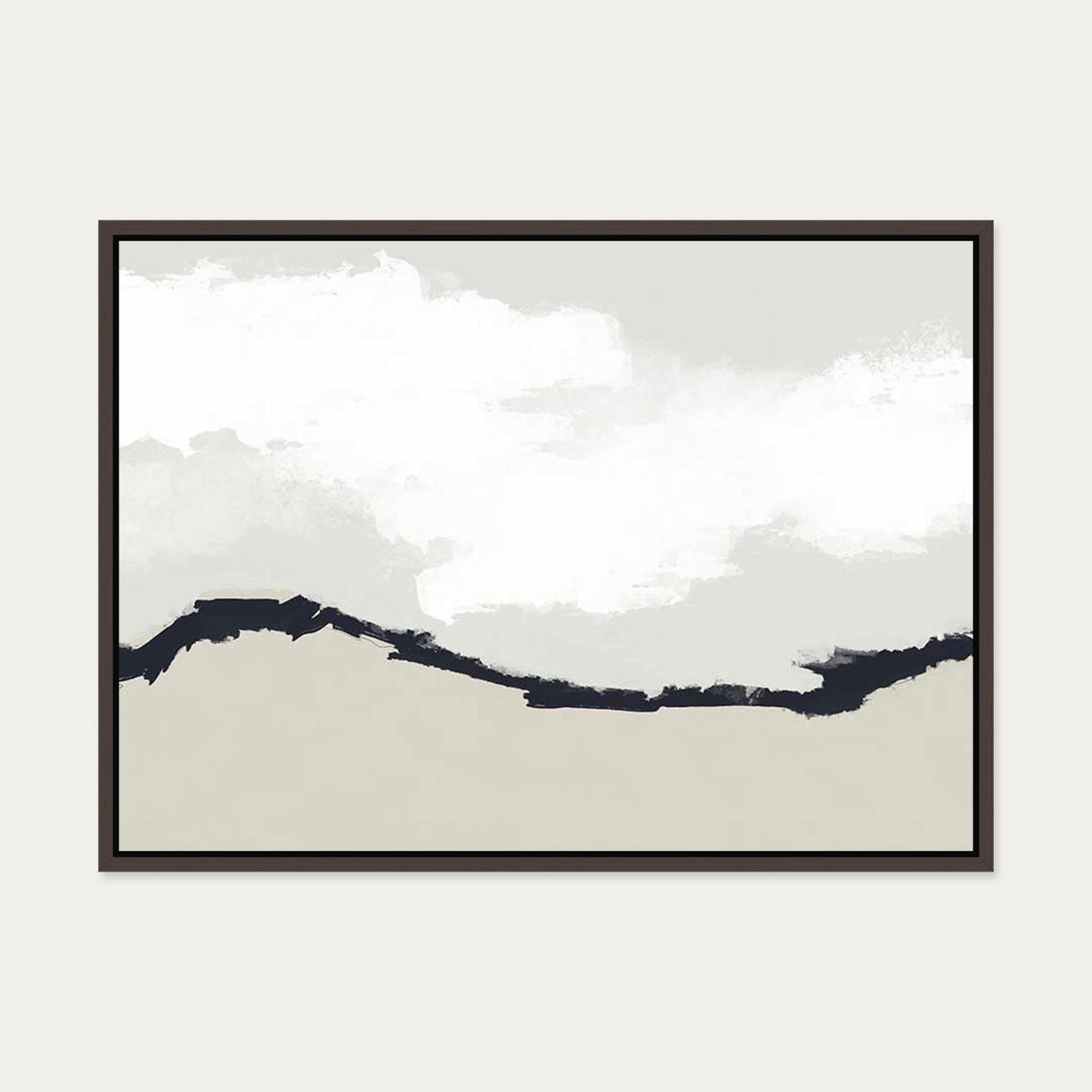 Fading Coastline Canvas Art — 50 x 70 cm — Brown Frame