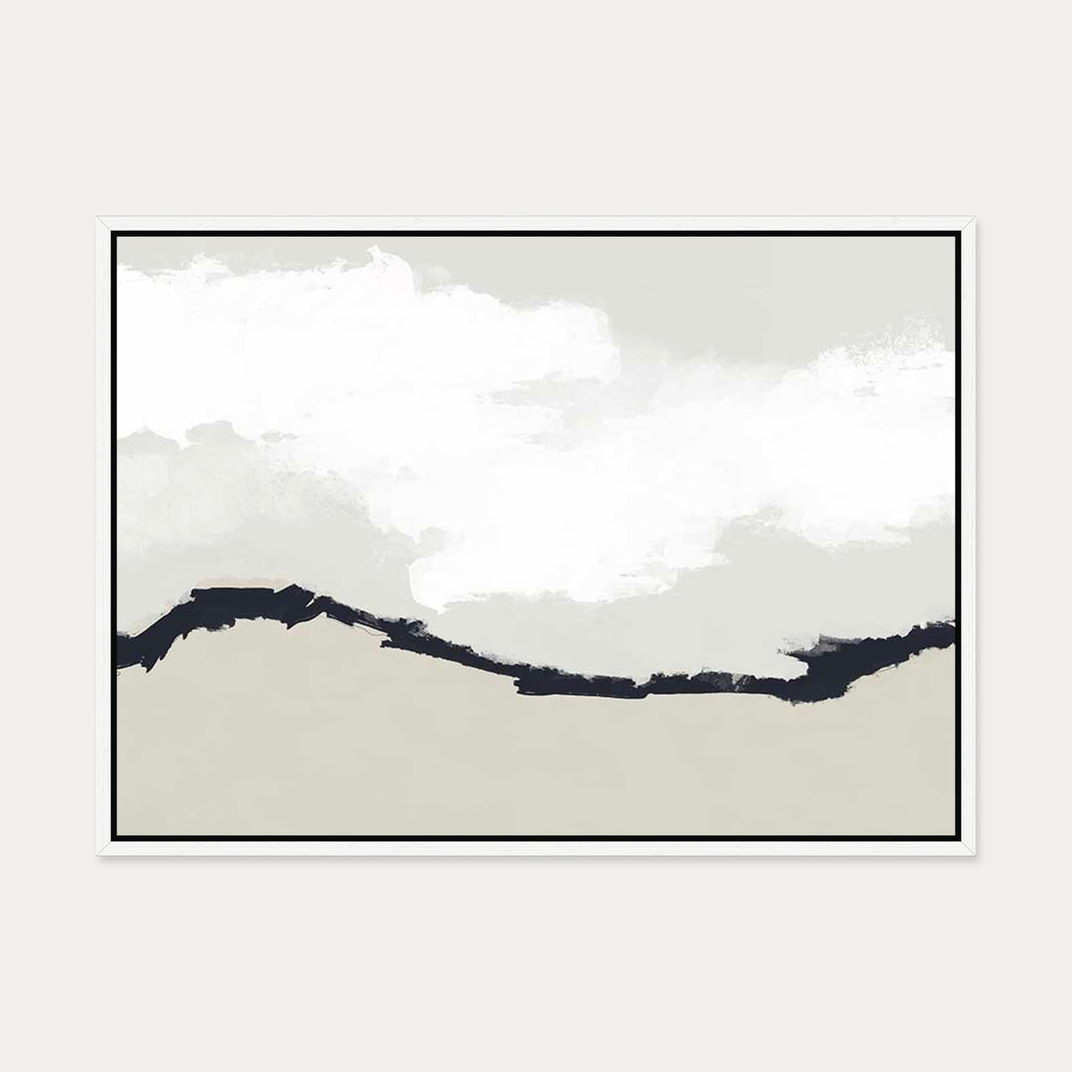 Fading Coastline Canvas Art — 50 x 70 cm — White Frame