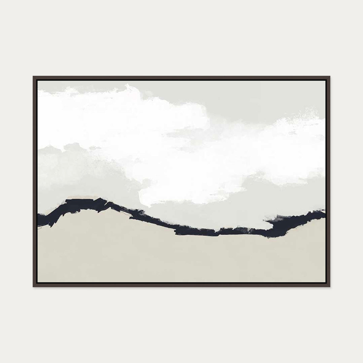 Fading Coastline Canvas Art — 70 x 100 cm — Brown Frame