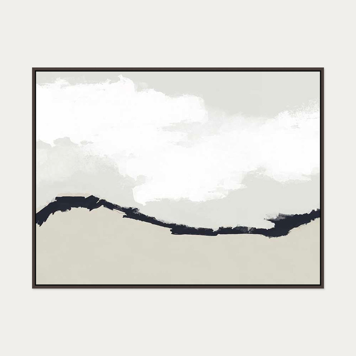 Fading Coastline Canvas Art — 90 x 120 cm — Brown Frame