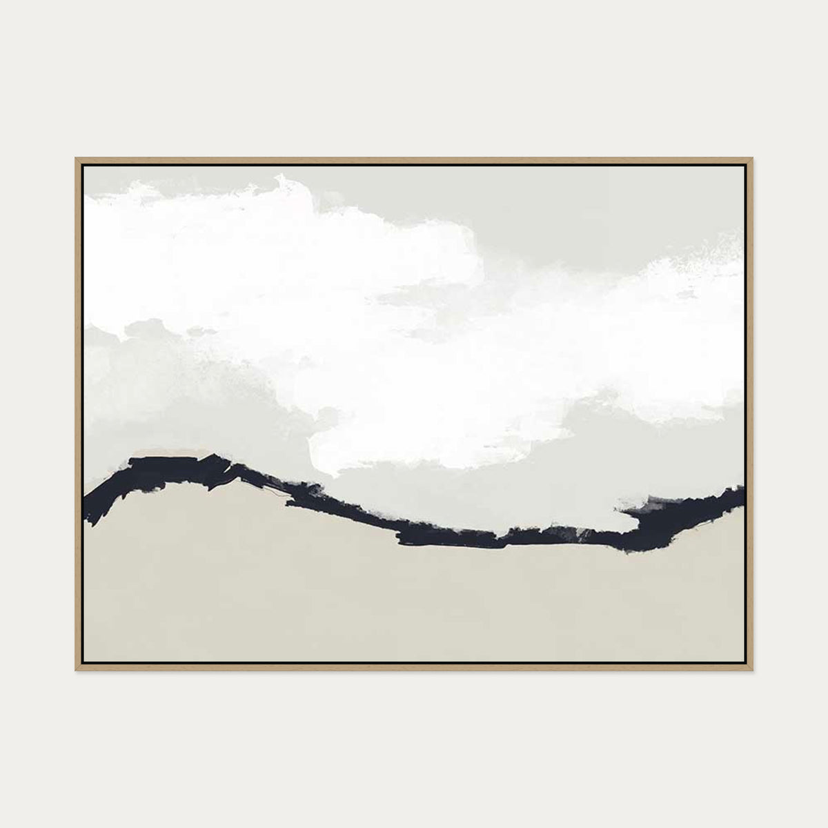 Fading Coastline Canvas Art — 90 x 120 cm — Oak Frame