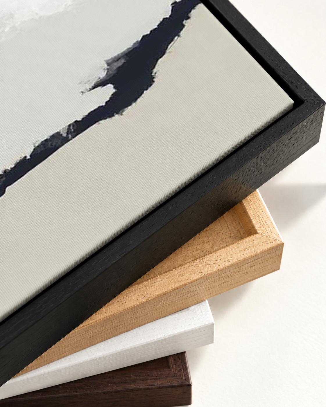 Fading Coastline Canvas Art — framed canvas corner and wrapped canvas detail