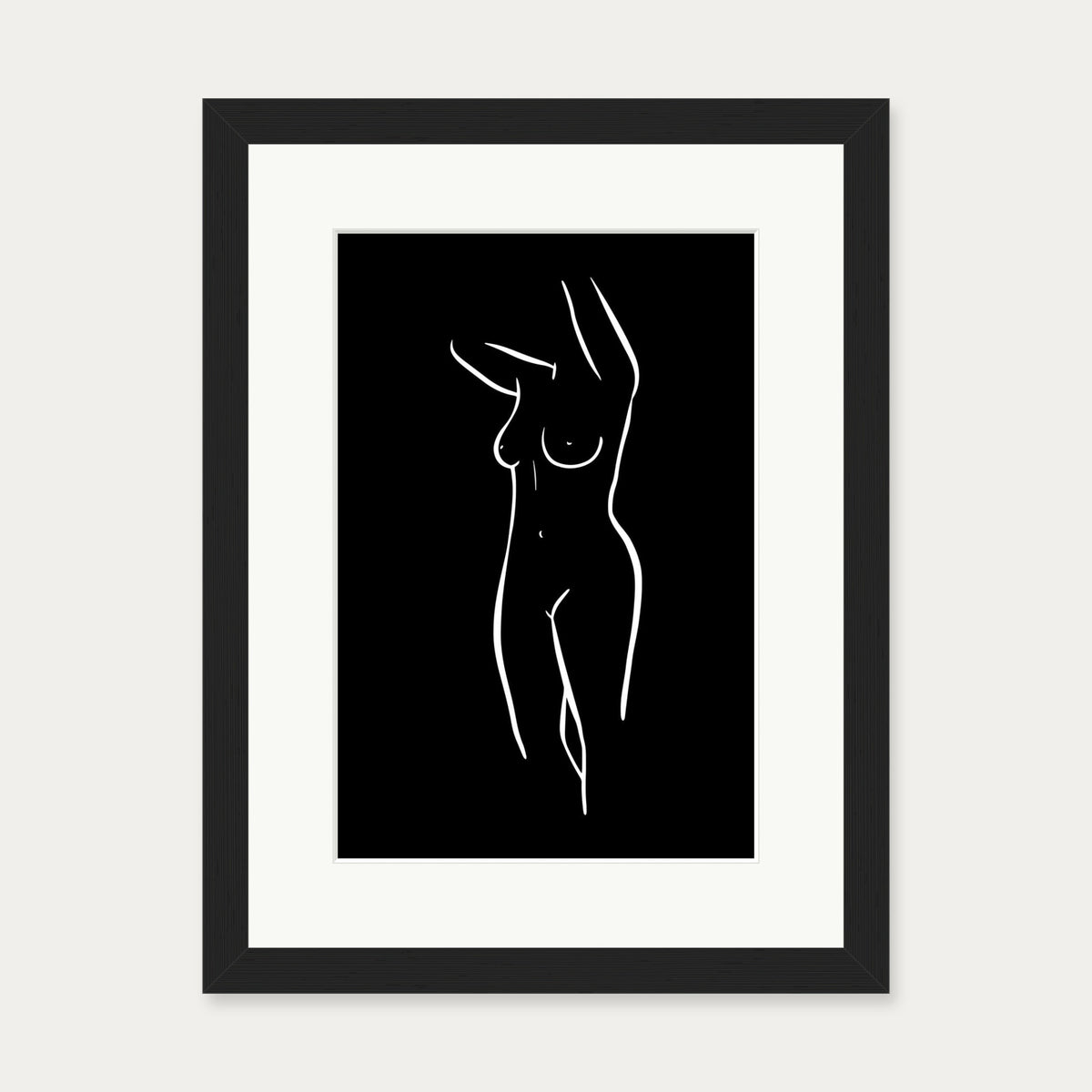 Female Figure Line Art Print — 30 x 40 cm — Black Frame