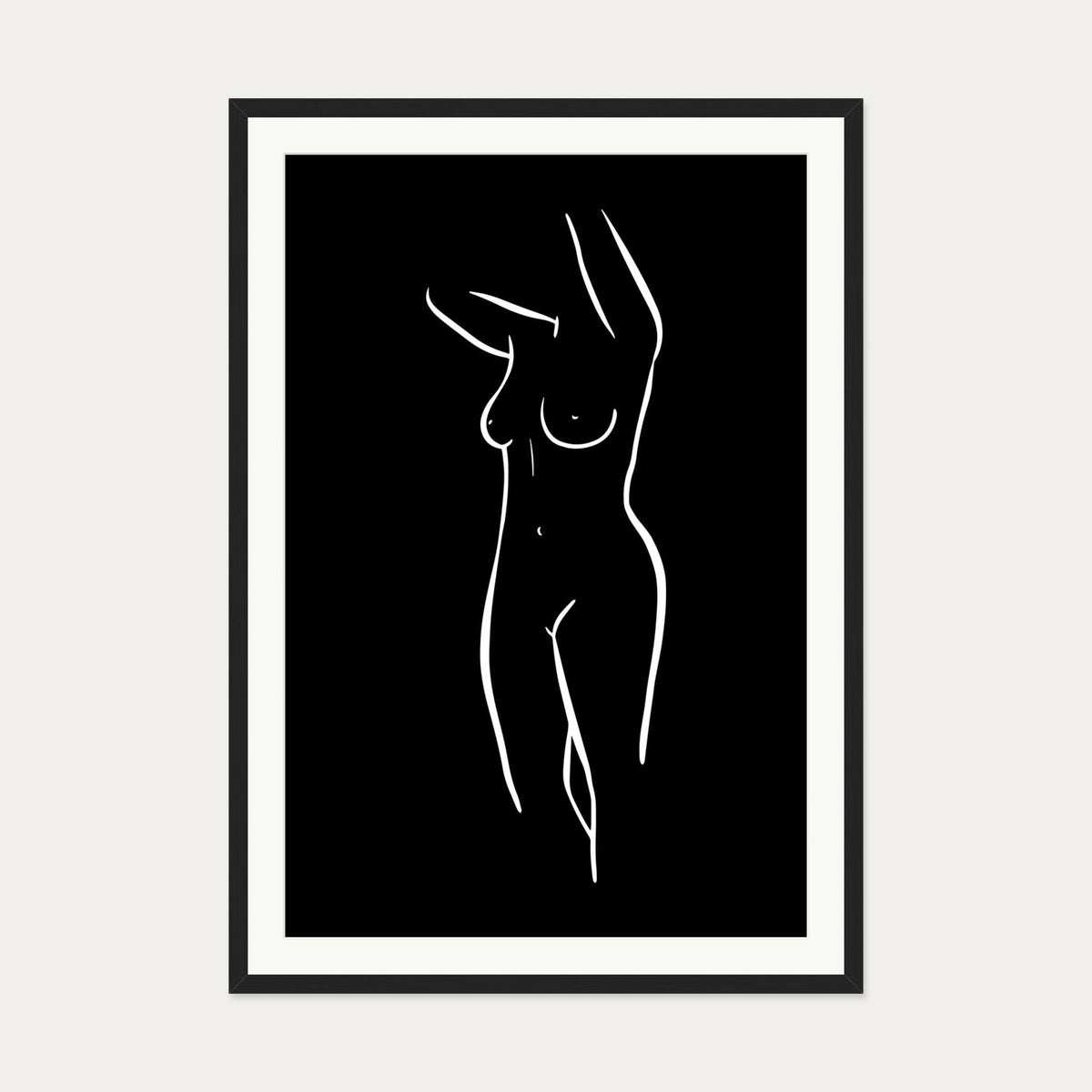 Female Figure Line Art Print — 70 x 100 cm — Black Frame