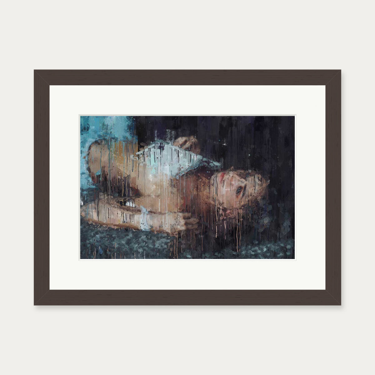 Female Nude Portrait Art Print — 30 x 40 cm — Brown Frame