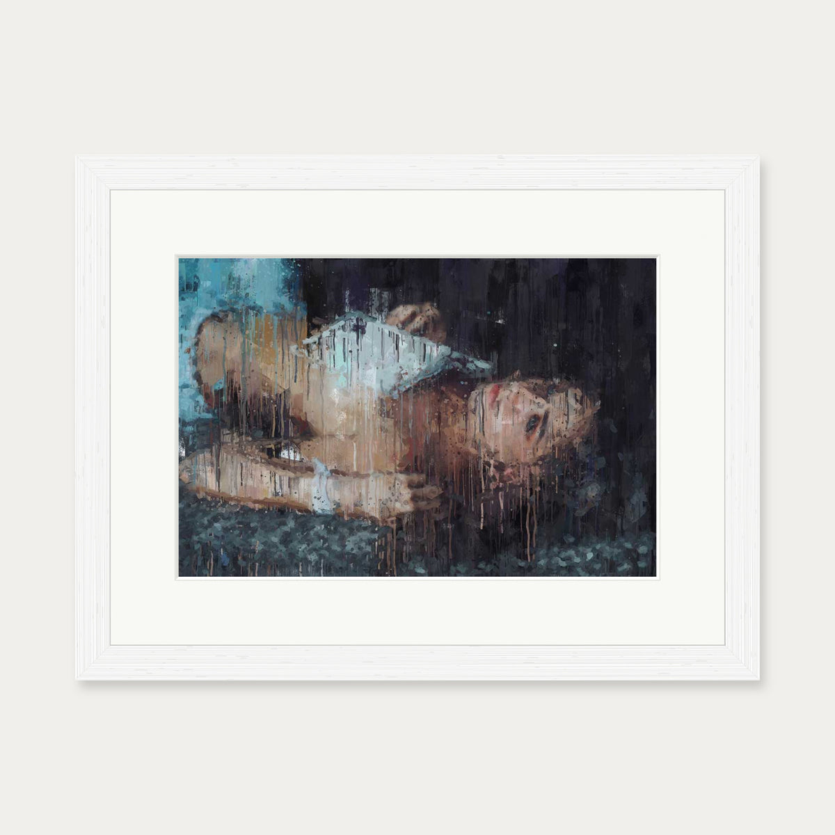 Female Nude Portrait Art Print — 30 x 40 cm — White Frame