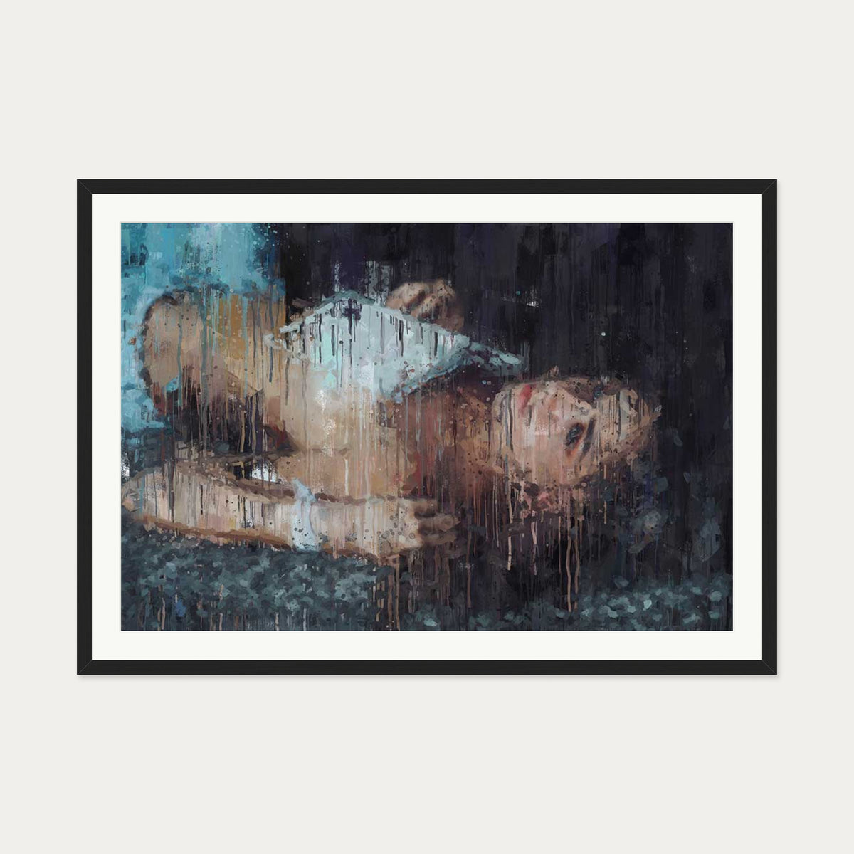 Female Nude Portrait Art Print — 70 x 100 cm — Black Frame