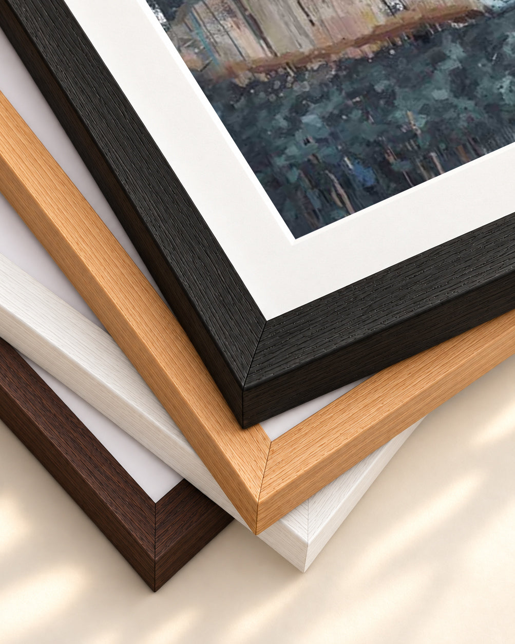 Female Nude Portrait Art Print — framed print corner with 5 cm mount and bevel