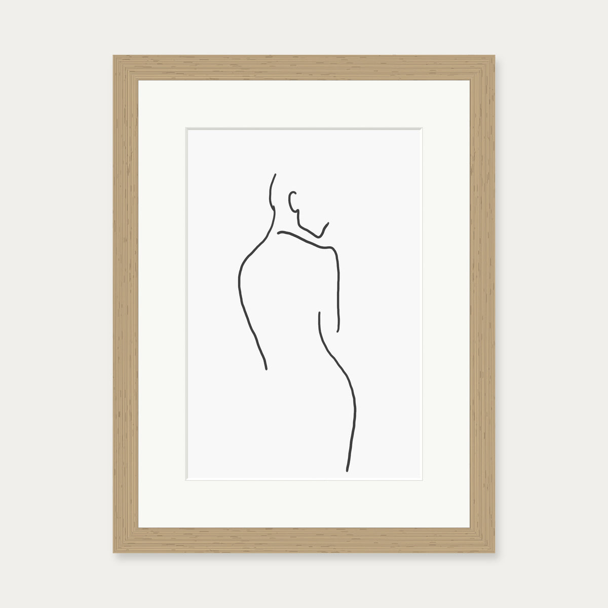 Figure Line Art Print — 30 x 40 cm — Oak Frame