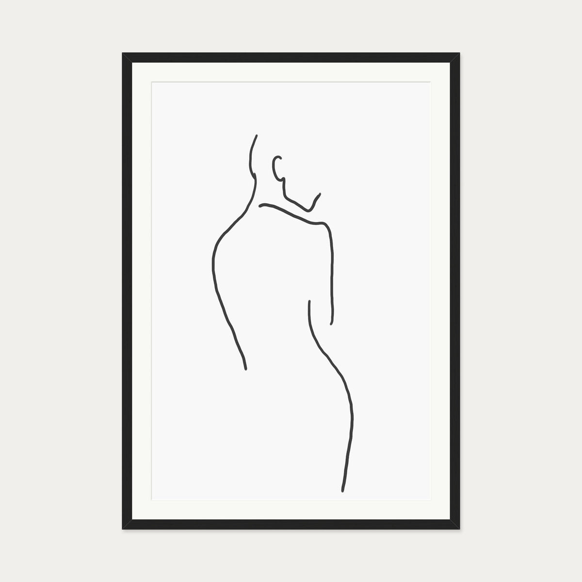 Figure Line Art Print — 70 x 100 cm — Black Frame