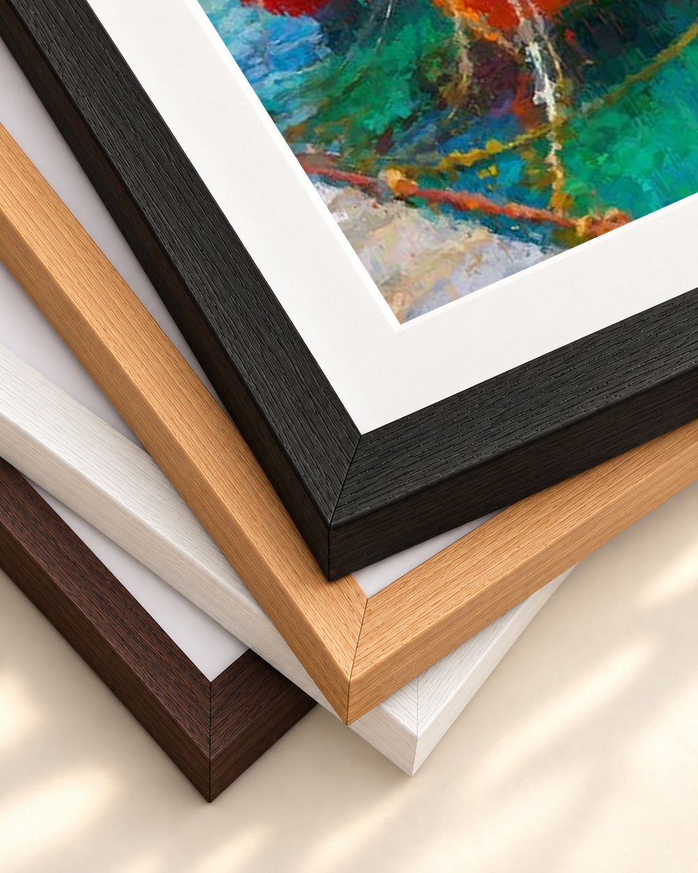 Fishing Boats In Portuguese Port Art Print — framed print corner with 5 cm mount and bevel