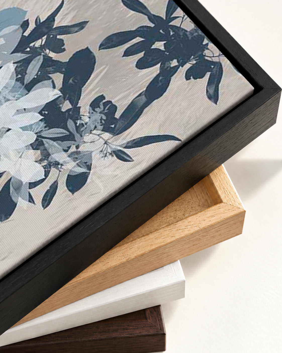 Floral Shades II Canvas Art — framed canvas corner and wrapped canvas detail