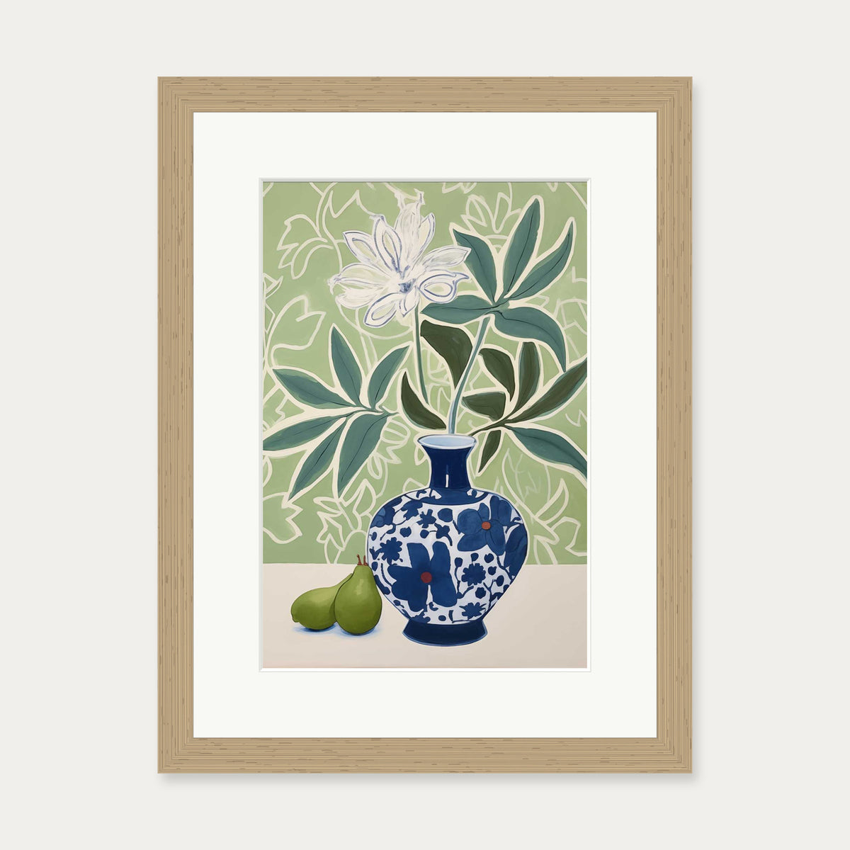 Flower Vase II Art Print — 30 x 40 cm — Oak Frame