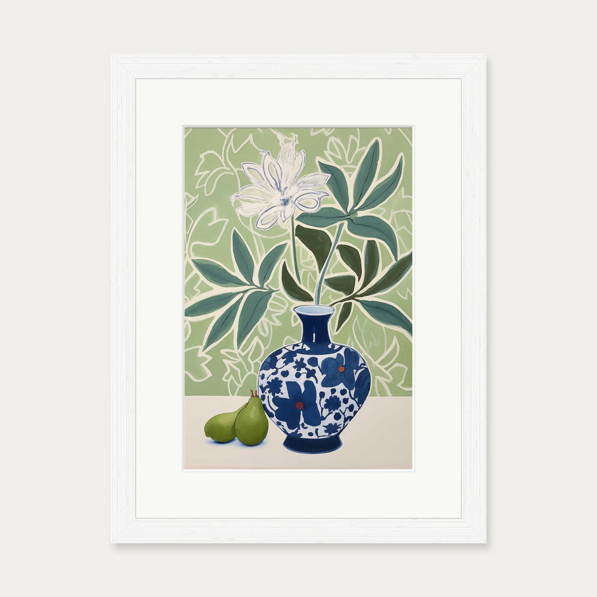 Flower Vase II Art Print — 30 x 40 cm — White Frame