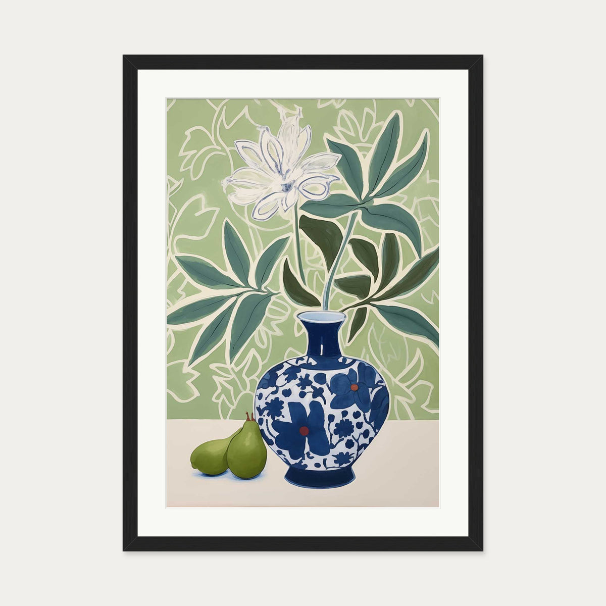 Flower Vase II Art Print — 50 x 70 cm — Black Frame