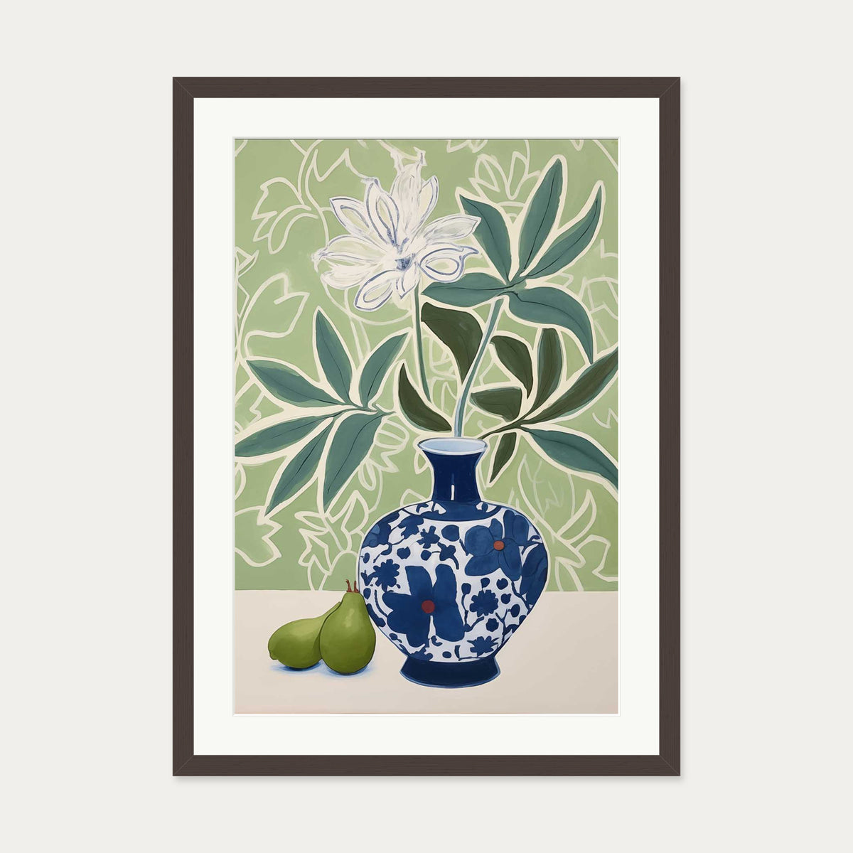 Flower Vase II Art Print — 50 x 70 cm — Brown Frame