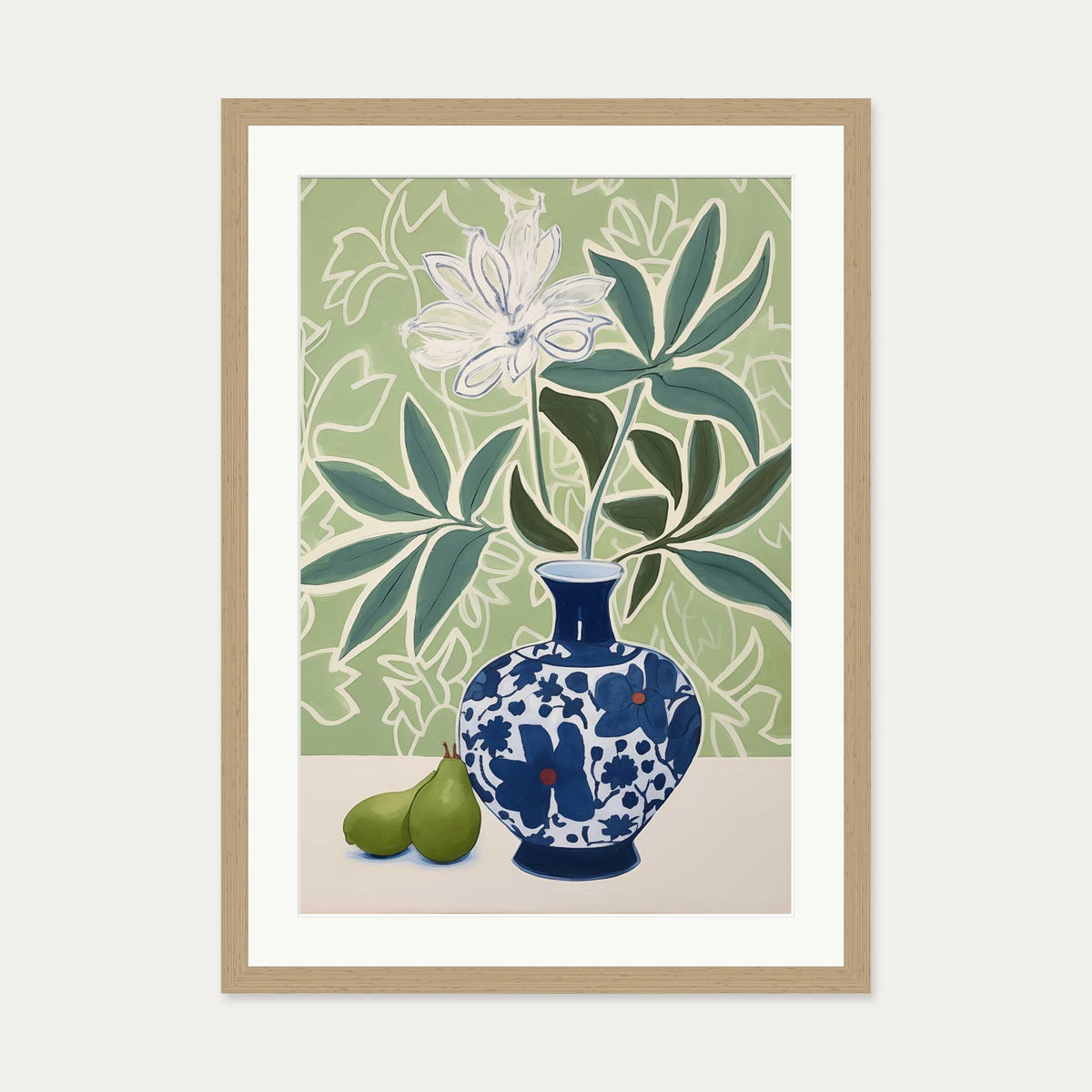 Flower Vase II Art Print — 50 x 70 cm — Oak Frame