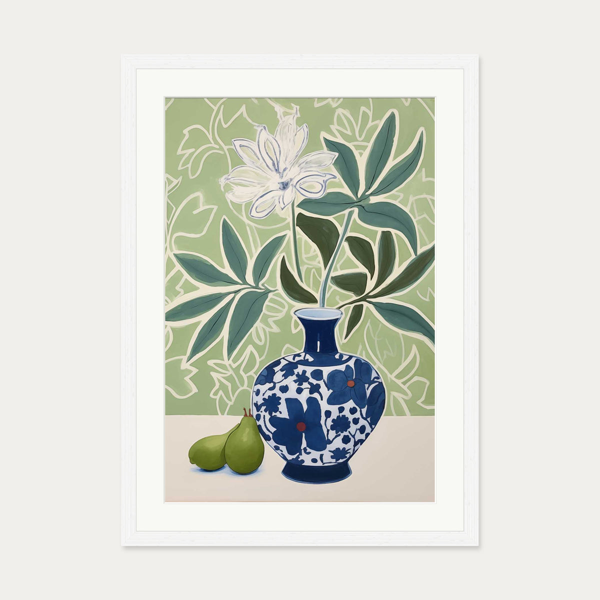 Flower Vase II Art Print — 50 x 70 cm — White Frame