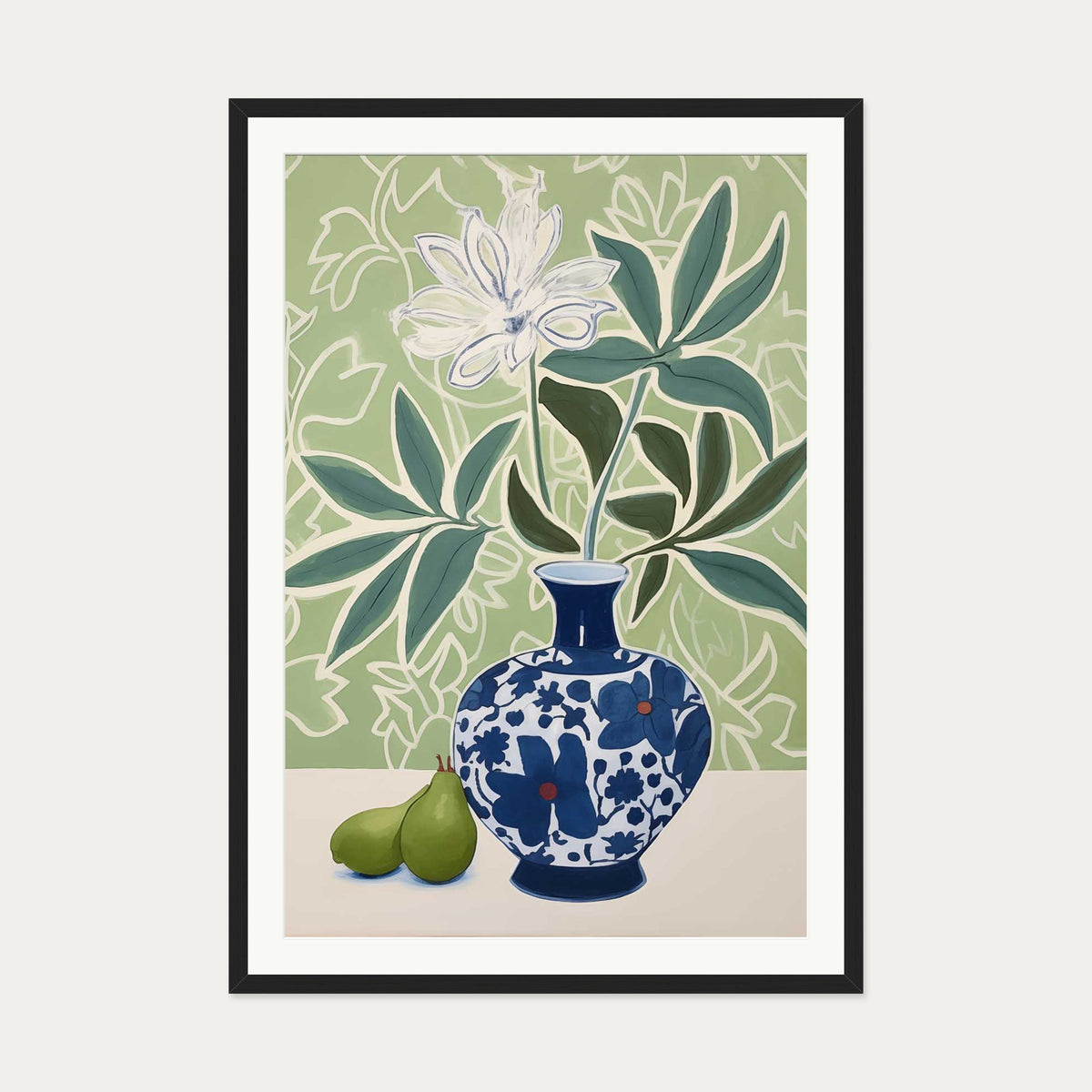 Flower Vase II Art Print — 70 x 100 cm — Black Frame