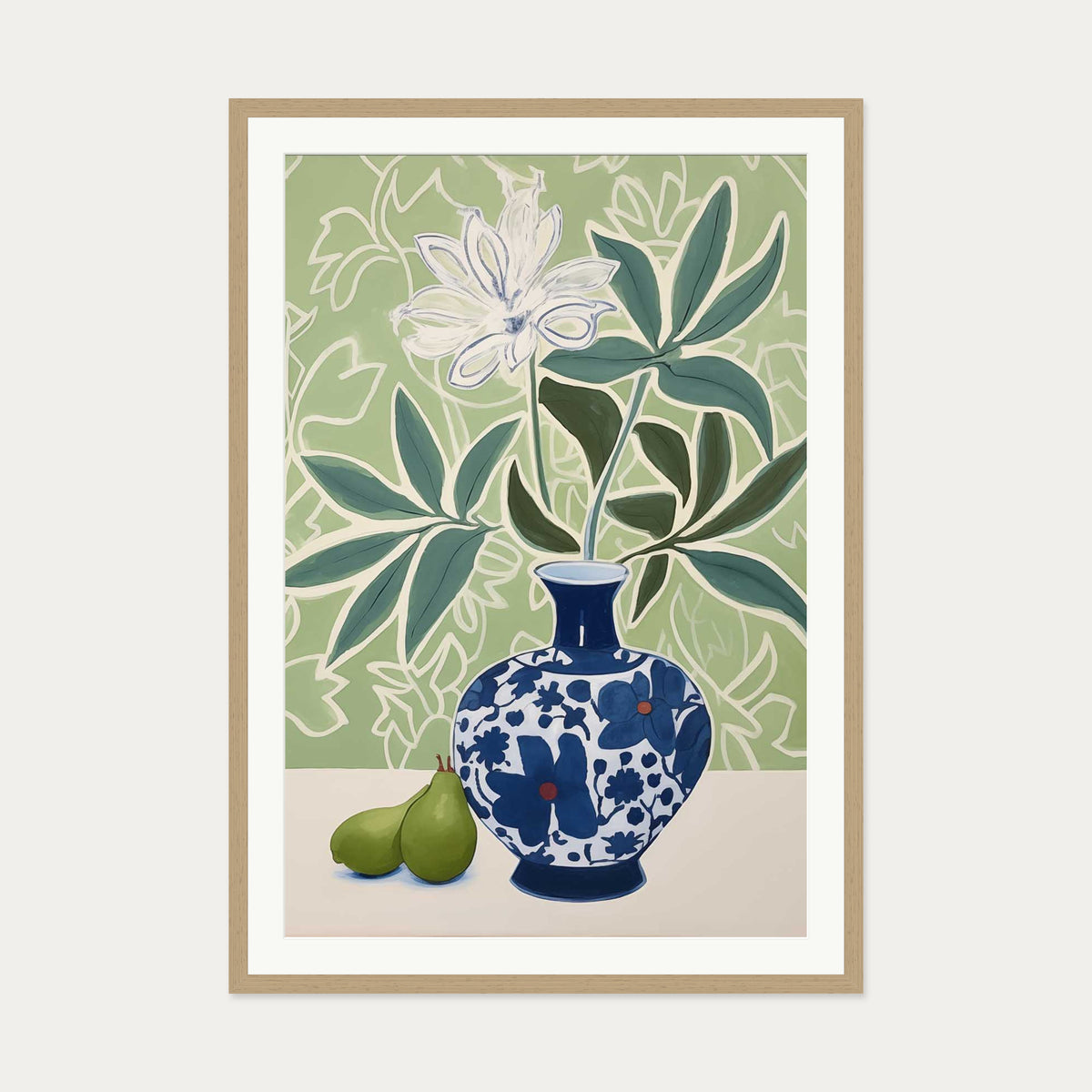 Flower Vase II Art Print — 70 x 100 cm — Oak Frame