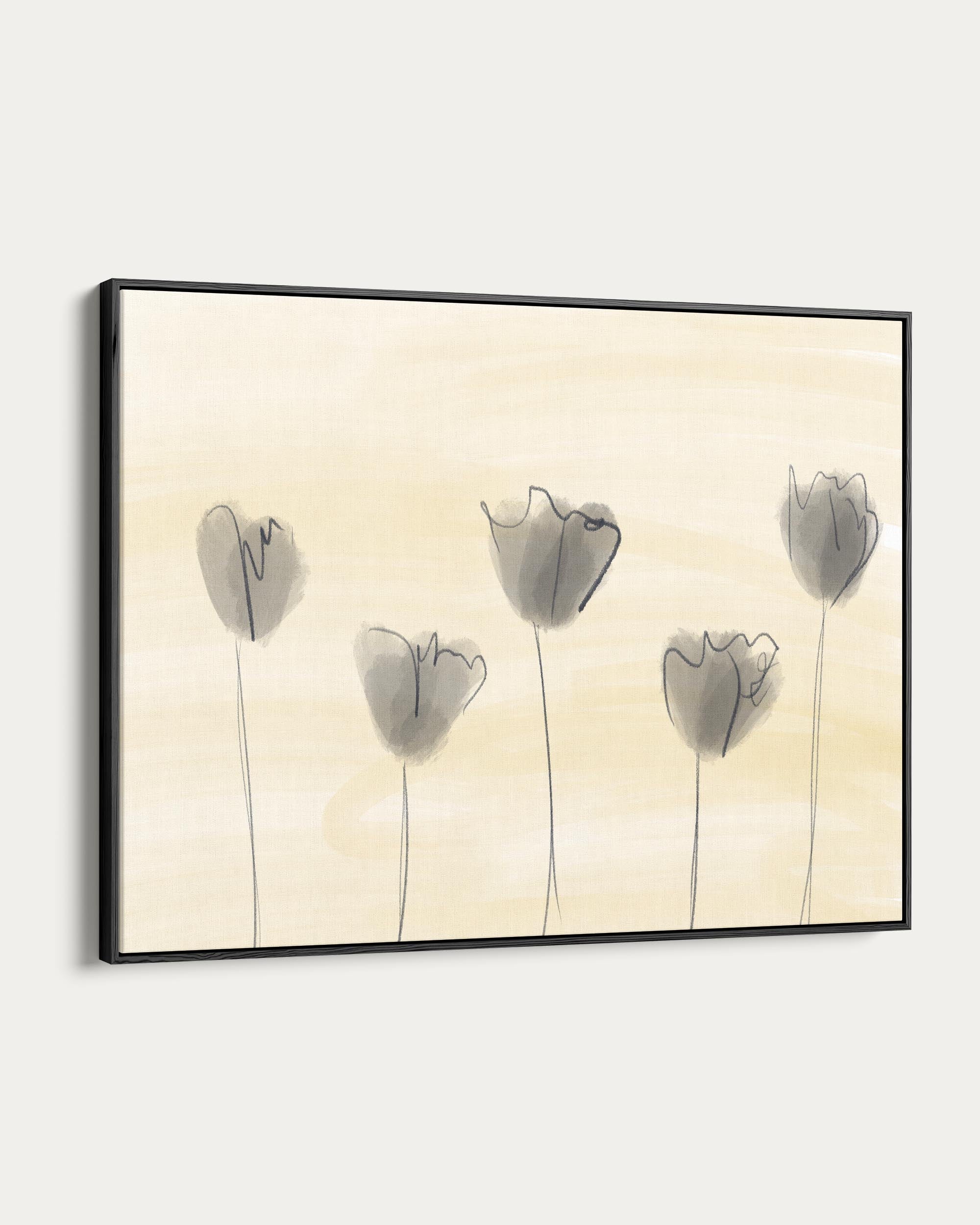 Grey Poppies In Field Canvas Art