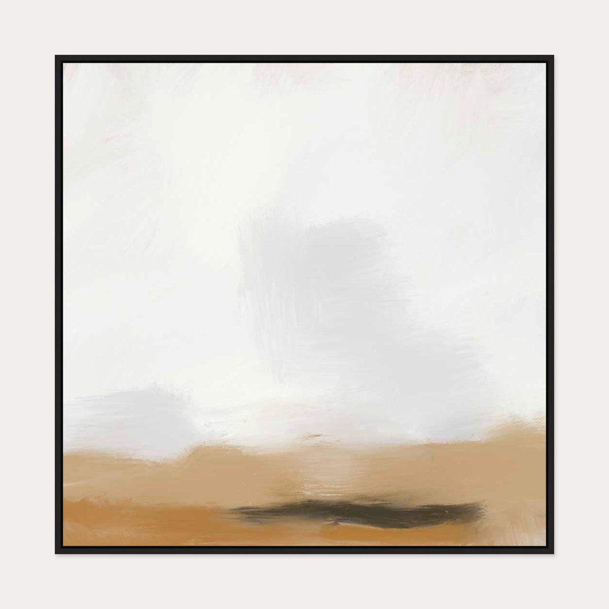 Foggy Desert Canvas Art — 100 x 100 cm — Black Frame