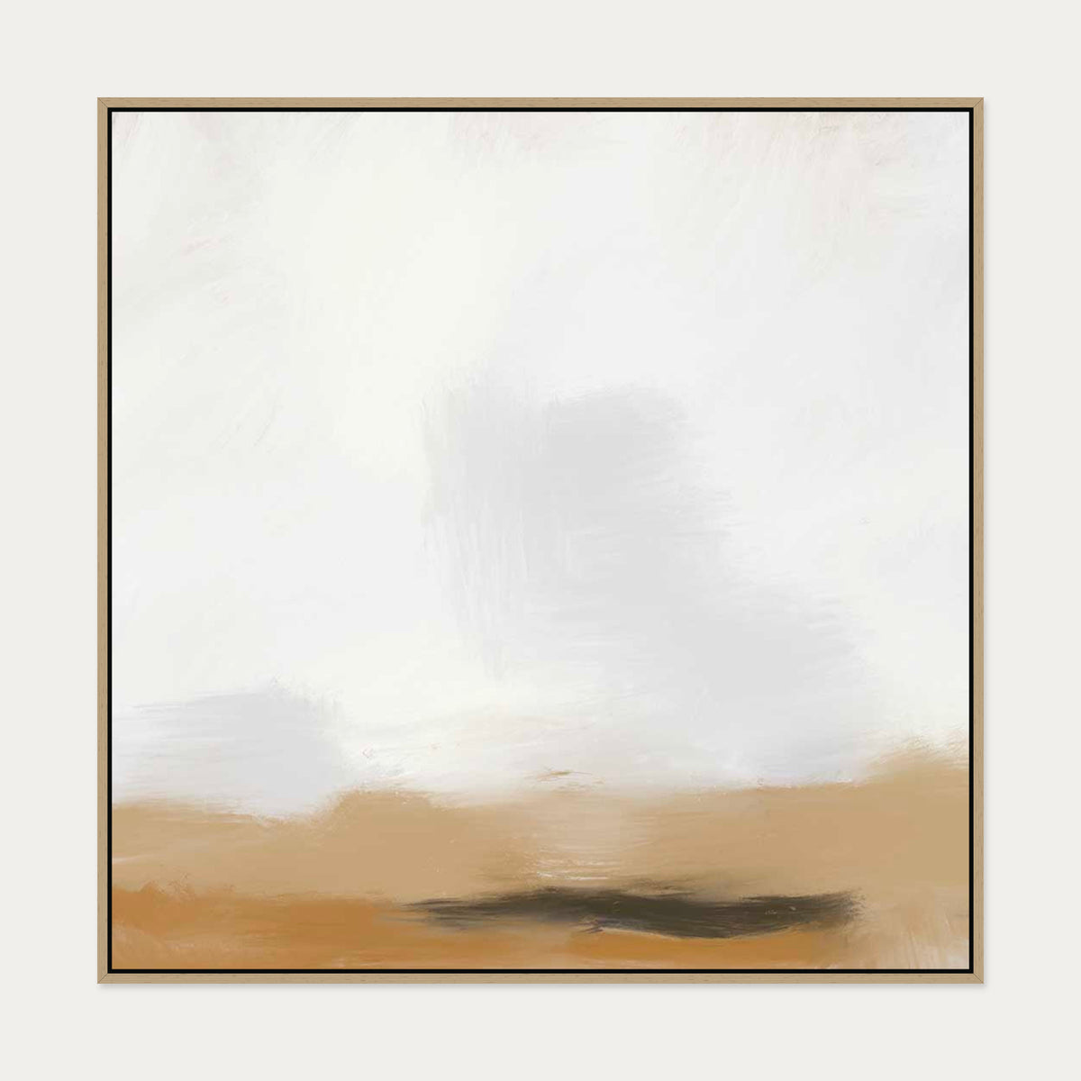 Foggy Desert Canvas Art — 100 x 100 cm — Oak Frame