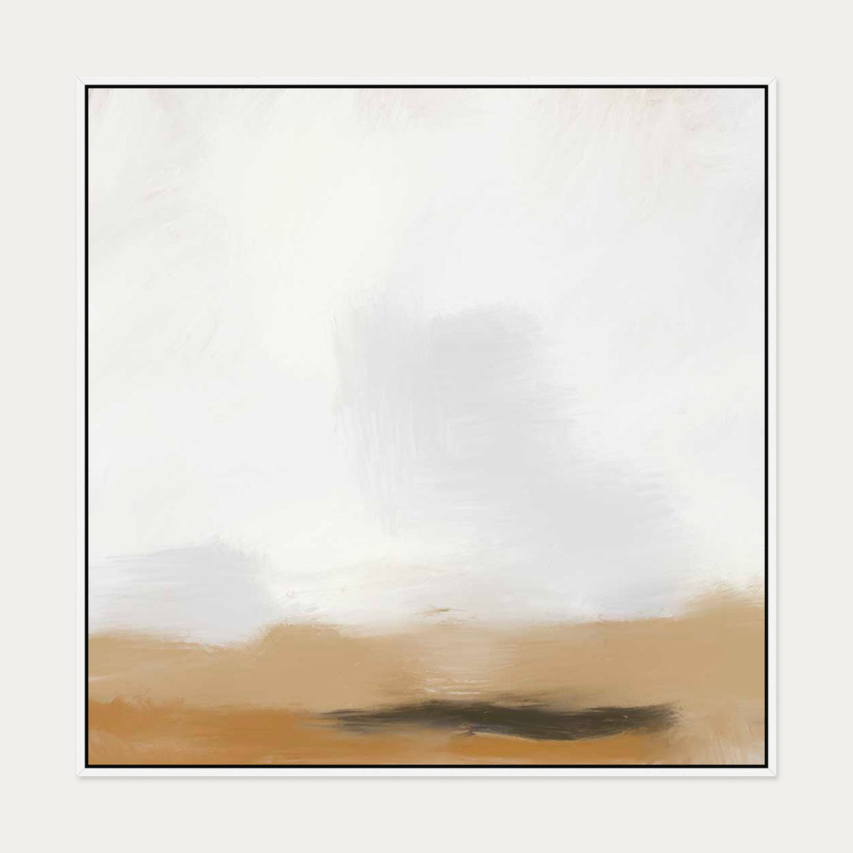 Foggy Desert Canvas Art — 100 x 100 cm — White Frame