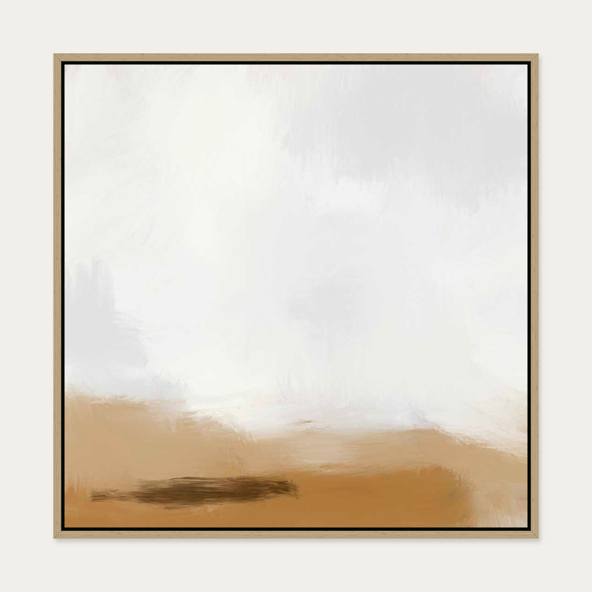 Foggy Dunes Canvas Art — 70 x 70 cm — Oak Frame