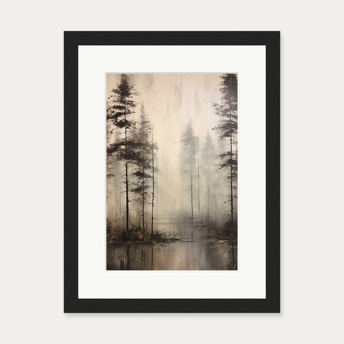 Foggy Lake Wall Art Print — 30 x 40 cm — Black Frame