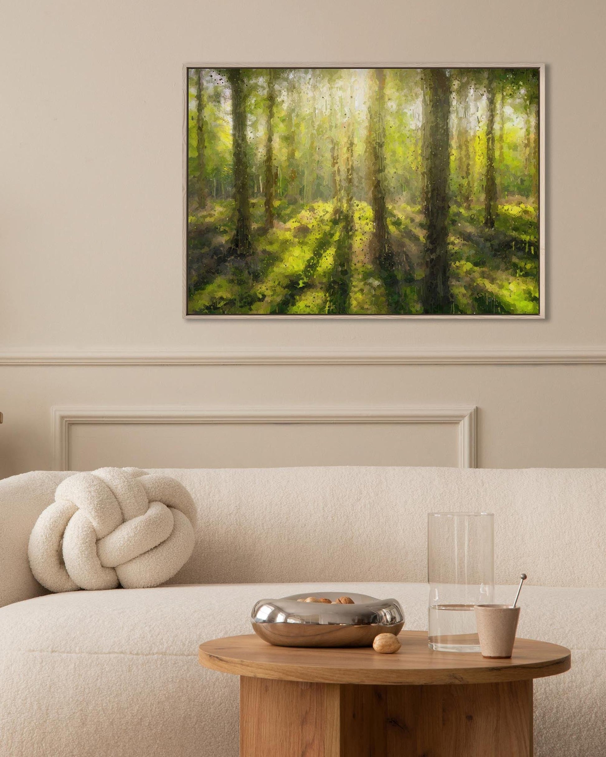 Sunrise Forest Landscape Painting Framed Canvas-Abstract House