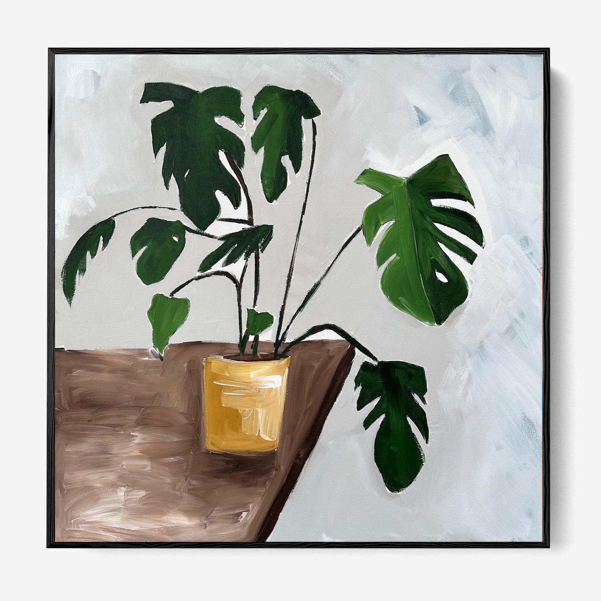 Monstera Study In Yellow Pot - Original Painting-Abstract House