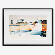 colourful abstract painting in a black wooden frame