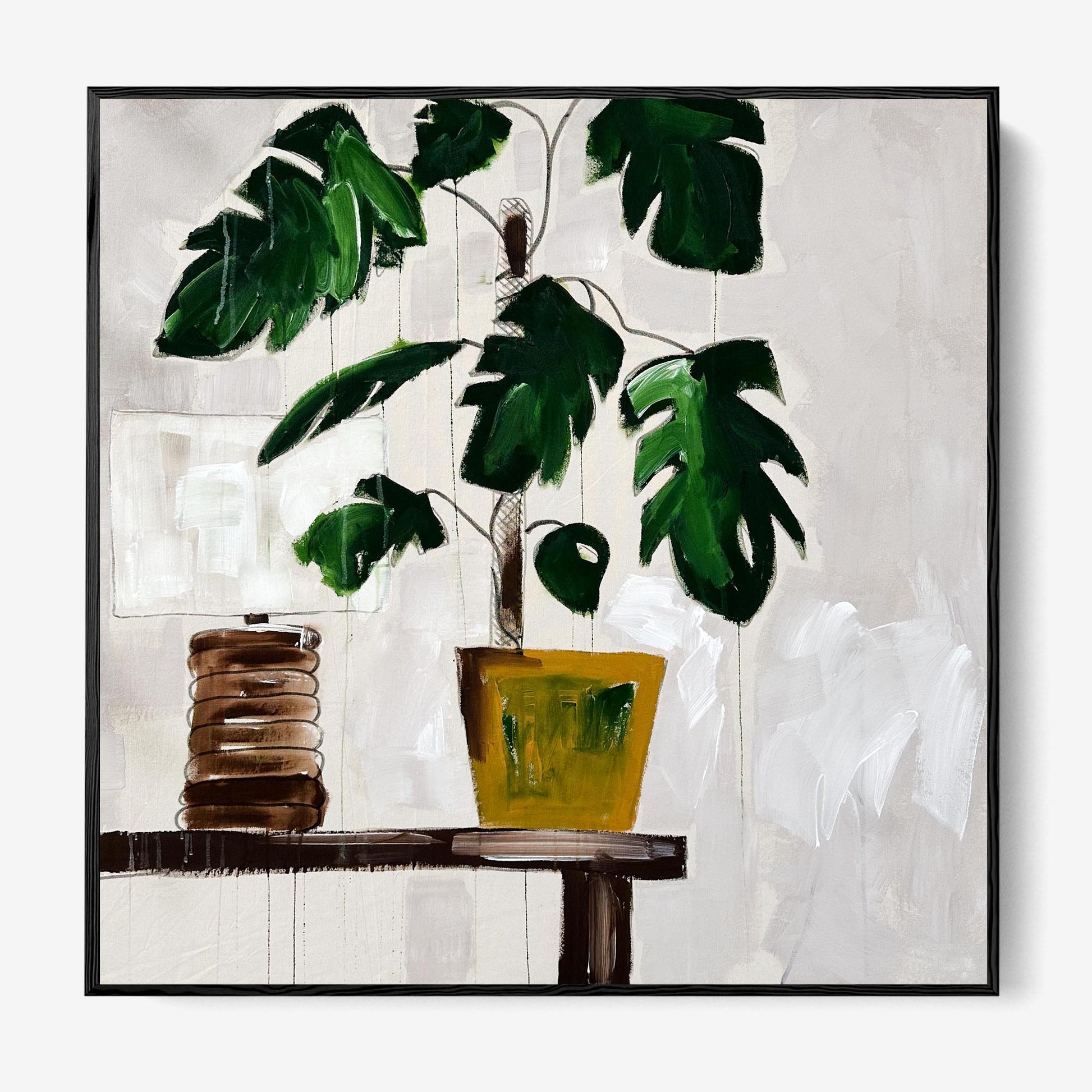 Monstera Study With Lamp - Original Painting-Abstract House