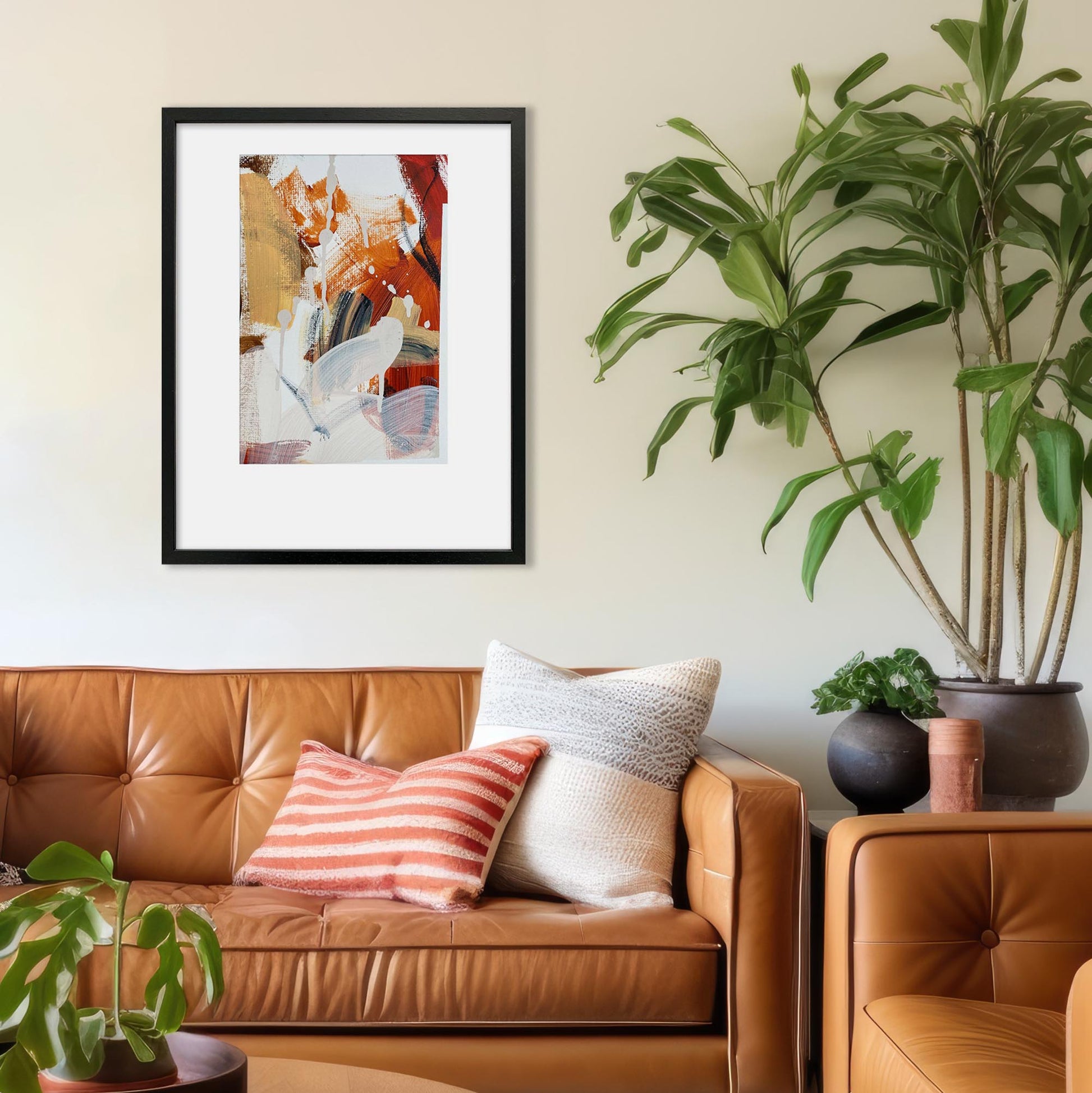 Composition 3 Framed Original Painting-Abstract House