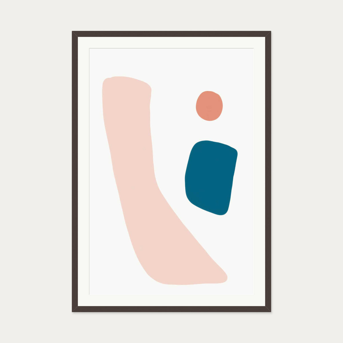 Fresh Shapes Art Print — 70 x 100 cm — Brown Frame