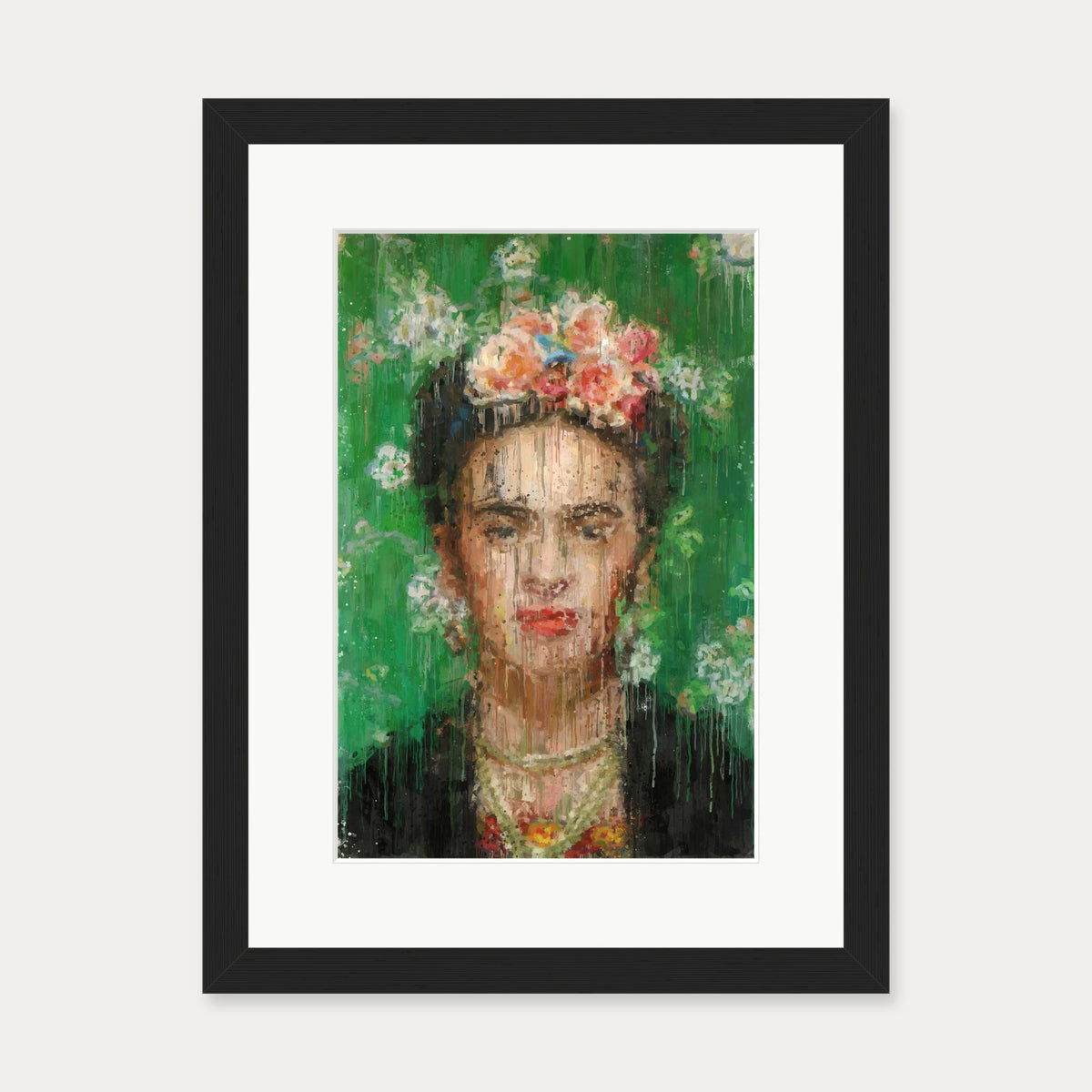 Frida Kahlo Portrait Art Print — 30 x 40 cm — Black Frame