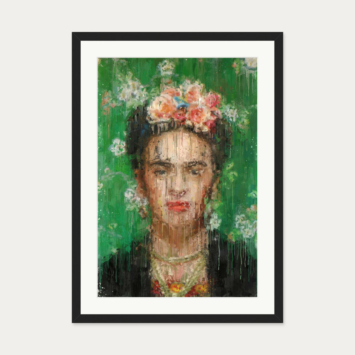 Frida Kahlo Portrait Art Print — 50 x 70 cm — Black Frame