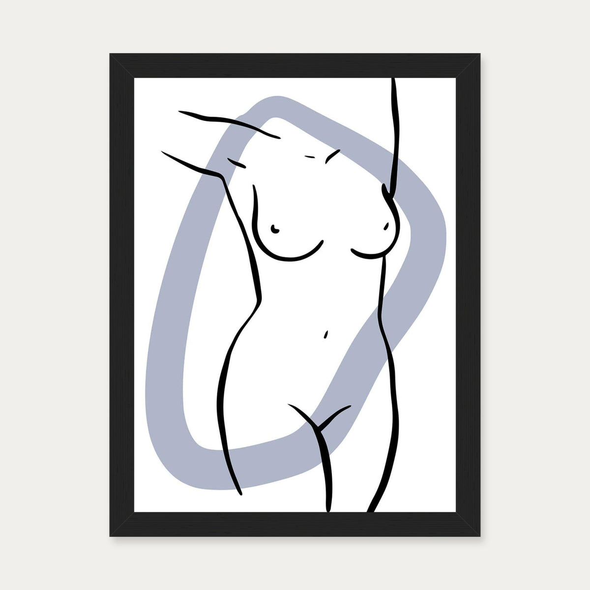 Front Nude Art Print — 30 x 40 cm — Black Frame